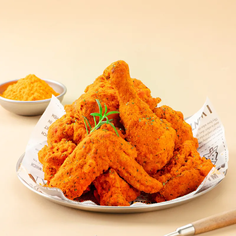 Crispy orange seasoned fried chicken with whole wing cuts at Wild Crab House, a Seafood Restaurant in Staten Island