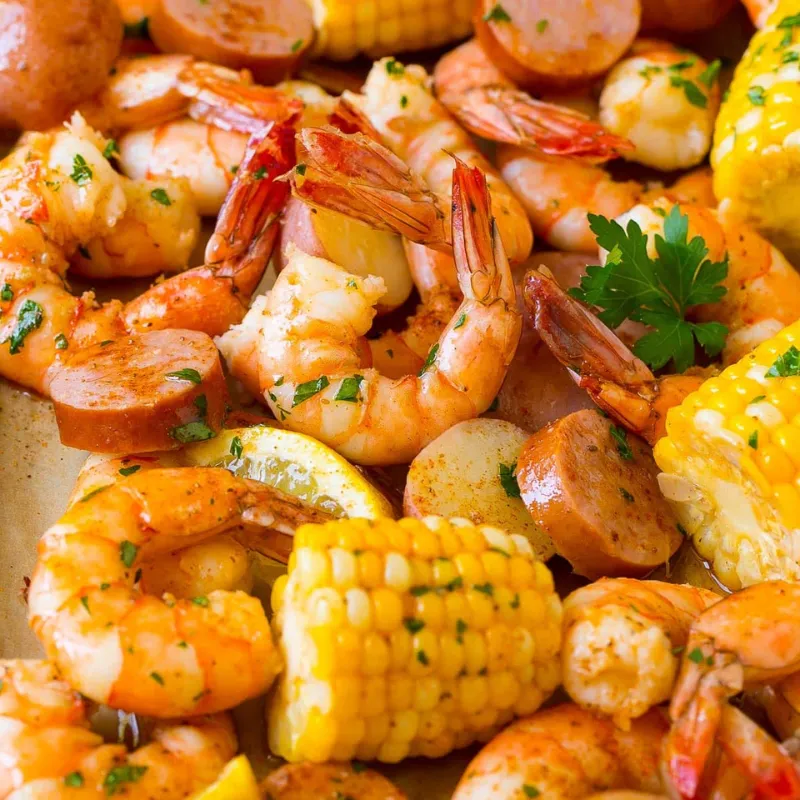 Seasoned shrimp paired with corn, potatoes and sausage at Wild Crab House, a Seafood Restaurant in Staten Island